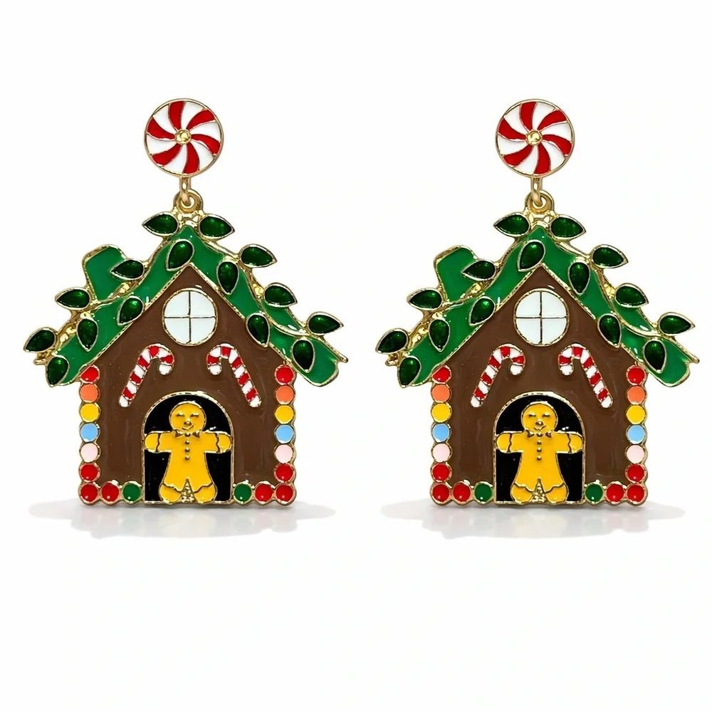 ⚜️ Festive Gingerbread House Earrings